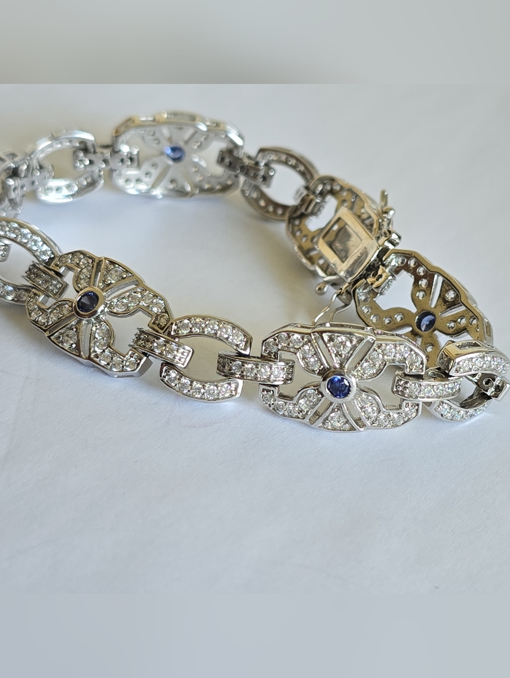 Vintage Art Deco style marked 925 sterling silver Crystal bracelet